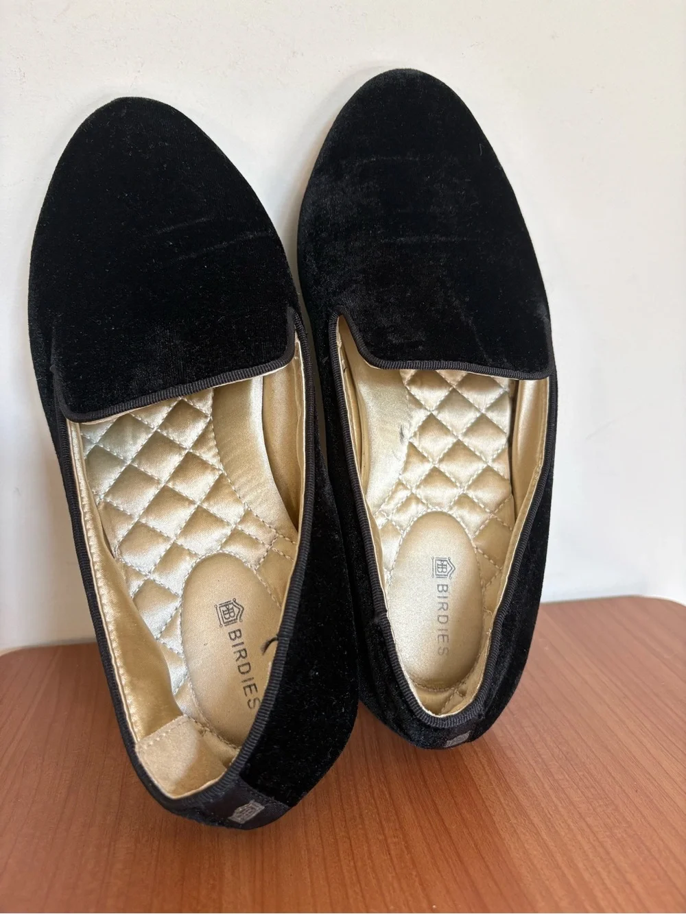 Birdies The Starling Velvet Slipper Flats in Black Size 6.5